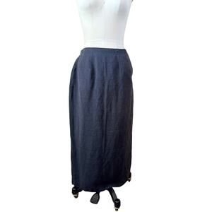 90s Vintage Nomadic Traders Silk Linen Midi Women's Skirt  Size Small Gray Grey